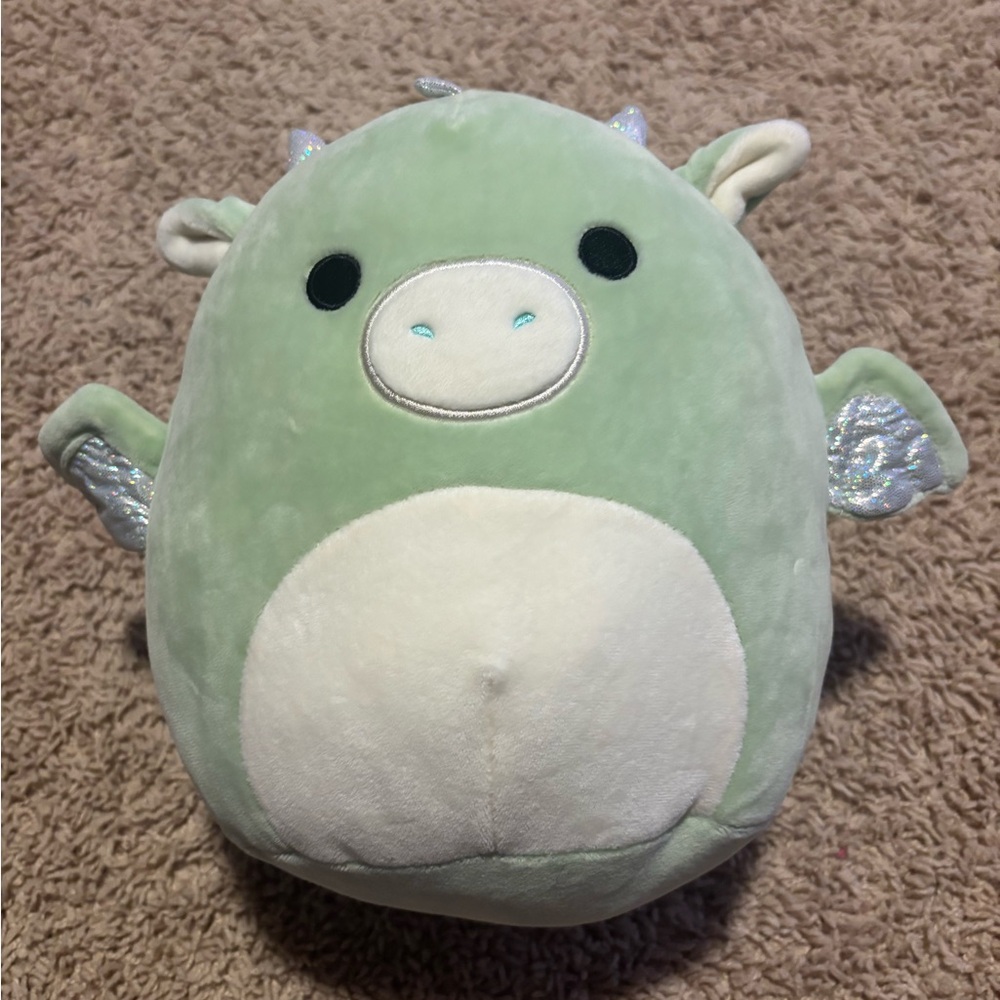 Squishmallow Green and Cream Plush Dragon